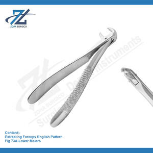 Fórceps de extracción 73A Molares inferiores Fórceps de extracción Patrón inglés Juego dental Fabricante de instrumentos quirúrgicos Pakistán - Product Image 2