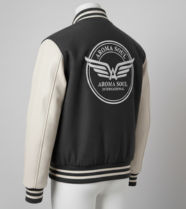 Chaqueta universitaria de lona de moda con cuello levantado Lana Premium Poliéster Transpirable Diseño a prueba de viento Aroma Soul International Logo - Product Image 1