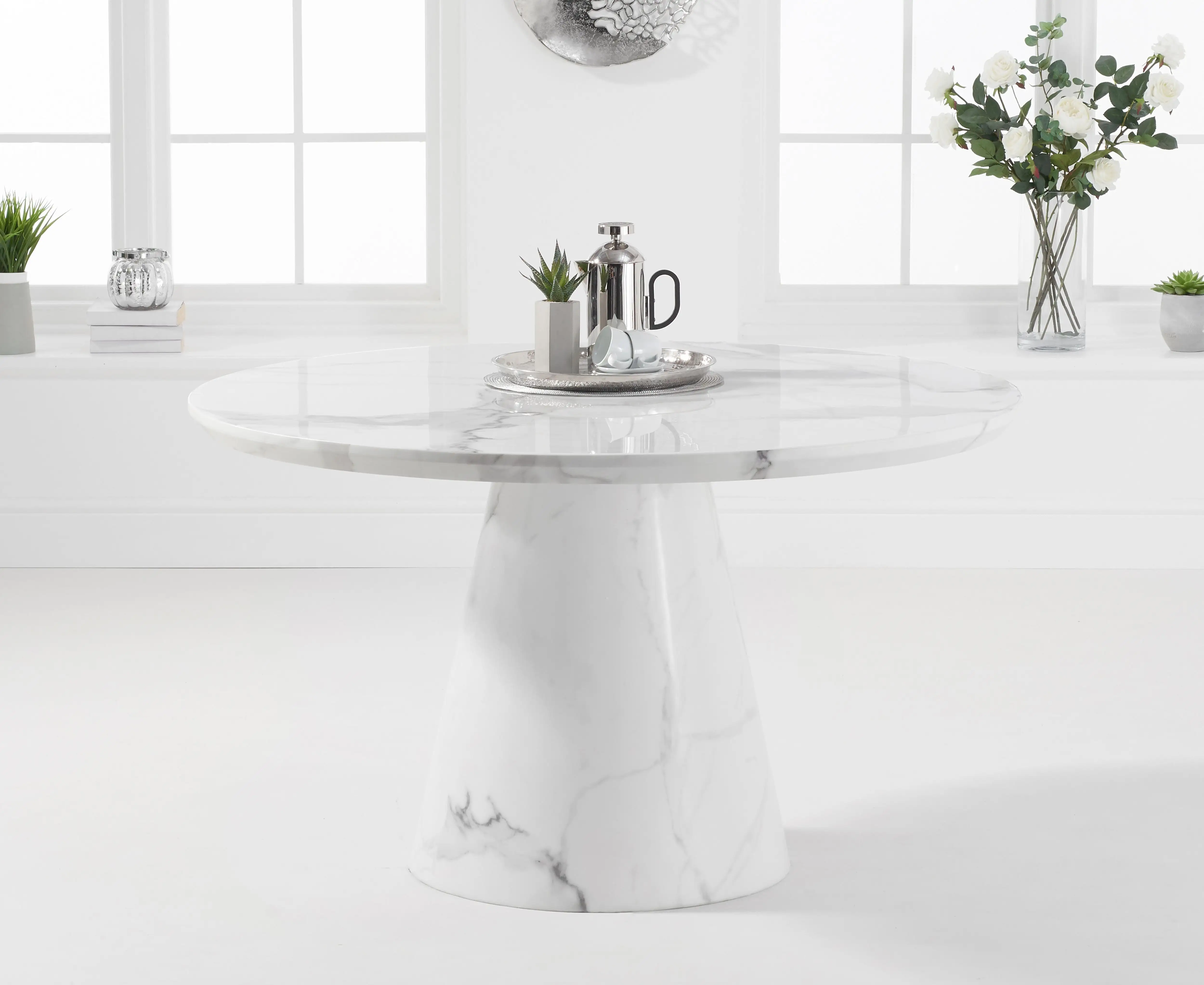 Table ronde à ovale table nordique personnalisée table pedistale base colonnes en marbre table à manger racine moderne