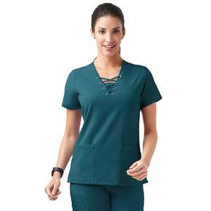 Comfortable 100% Polyester Wholesale Women's Scrub Tops with <b>Pockets</b> Unisex Nursing Uniform - Product Image 1