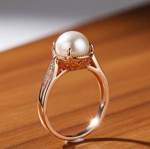 Bague tendance personnalisée de haute qualité en argent 925 avec perle d'eau douce et cristal plaqué or rose Dernière conception pour les fêtes de mariage - Product Image 3