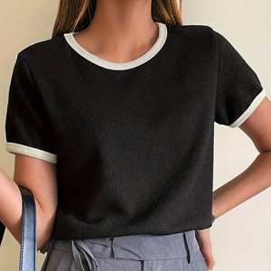 High Quality <b>Womens</b> Crop <b>Top</b> Sexy Sleeve T Shirt Plus Size Silk Screen Printed Breathable OEM Custom Logo Decoration Vietnam - Product Image 2