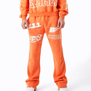 Custom Sweatsuits Acid Washed Sweat Suits Zipper Tracksuit for Men Set Acid Wash <b>Distress</b> Flared Sweatpants and Hoodie - Product Image 4