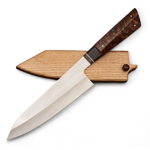 Vente en gros de nouveau couteau de cuisine de chef à lame en acier fait main avec manche en résine et fourreau en bois couteaux de chef pour hommes - Product Image 6