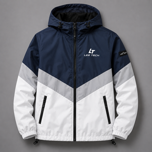 Custom Color Block Windbreaker Jacket <b>Hooded</b> <b>Zip</b> Up Outerwear Lightweight Sports Jacket for Unisex - Product Image 2