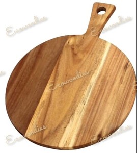 Plato redondo de madera de acacia para pizza y bandeja para servir-Ideal para pizza, frutas, queso y preparación de alimentos-Ecológico - Product Image 5