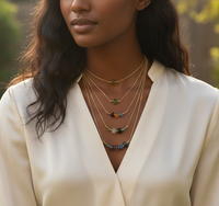 Collier chaîne de puissance plaqué or 18 carats avec pierres précieuses brutes naturelles de style contemporain, cristal de guérison, pierre de naissance, bijoux pour femmes