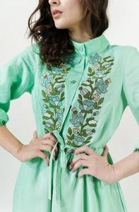 Vêtements ethniques brodés à fleurs, robe longue longue à manches trois-quarts - Product Image 2