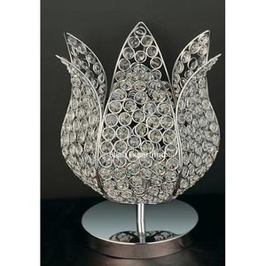 Ensemble de 2 bougeoirs en métal cristal en forme de lotus pour la maison et la décoration de mariage centres de table en argent - Product Image 2