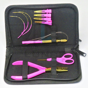 Kit de herramientas de extensión de cabello de Venta caliente rosa con plasma dorado en color con etiquetado de marca personalizado gratuito en herramientas y en kits - Product Image 3