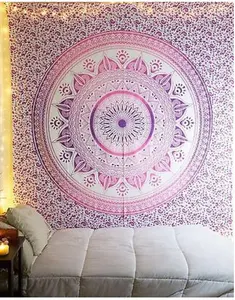Round Mandala Tapestry, 100% cotton Indian blanket, Yoga Meditation, Boho wall hanging
