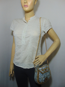 Siver Metal with Mop leaf Clutch Bag Metal Stud Clutch Handmade Sling Bag - Product Image 6