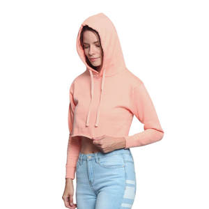 Sweat-shirts à capuche surdimensionnés et courts en molleton 100 % coton de haute qualité, faits sur mesure, pour femmes, style streetwear hiver - Product Image 2