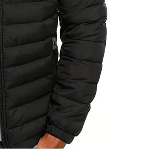 Venta caliente de encargo de los hombres a prueba de viento de lona Casual con capucha de invierno al aire libre chaqueta acolchada de gran tamaño - Product Image 4