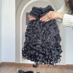 Vente en gros 100% paquets de cheveux bruts vietnamiens Remy cambodgiens à double tirage vague naturelle et extensions de donneur unique Curl italien - Product Image 4