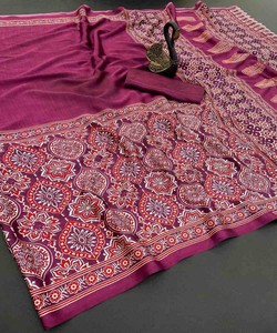 GAJI À LA MODE SOIE DOUCE BANDHEJ TRAVAIL SAREE avec CHEMISIER NON COUDU VÊTEMENT DE FÊTE MODERNE PRIX DE GROS VÊTEMENT ETHNIQUE - Product Image 2