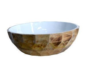 Elegant Acacia Wood Salad <b>Bowl</b> with Stylish <b>Enamel</b> Print Modern Design for Parties Sustainable Feature for Serving - Product Image 6