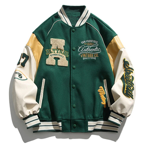 Veste à lettres brodées Streetwear pour collège Veste pour hommes Fashion Top Hong Style Fried Street PU Shuai Student Coat - Product Image 3