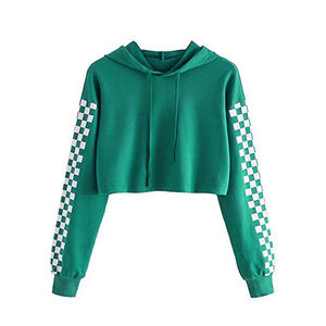 Top corto sostenible de alta calidad, sudaderas con capucha largas para mujer, estilo informal transpirable de primavera con logotipo frontal para invierno - Product Image 5