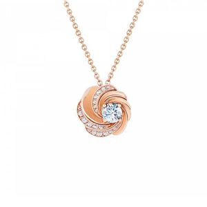 De Beers Aria Lab Grown Diamond 14k Rose Gold Plated Pendant Cuban Link <b>Chain</b> Necklace Hip Hop <b>Iced</b> Gift Women - Product Image 1