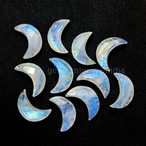 Pierre précieuse en forme de lune à facettes en pierre de lune arc-en-ciel de qualité supérieure, briolette de croissant de lune en pierre de lune naturelle, pierre précieuse sculptée en vrac 18mm - Product Image 5