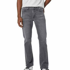 Jean en denim 100 % coton pour homme, coupe slim décontractée, taille mi-haute, délavage moyen, coupe droite, style hiver, séchage rapide, personnalisable - Product Image 1