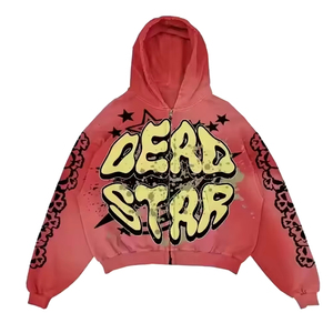 Meilleure qualité vierge sweat à capuche lourd sans cordon uni avec poches impression bouffante sweats à capuche courts en coton pour hommes - Product Image 1