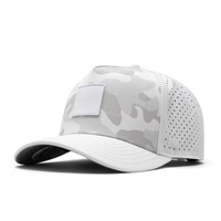 Gorras deportivas personalizadas de camuflaje para hombre, con visera curva, 5 paneles, gorra de béisbol con parche de goma con logo, impermeable, con orificios cortados a láser, gorra de golf.