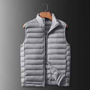 Logo personnalisé hommes col montant toile gilet bouffant fermeture à glissière gilet avant pour les activités de plein air coton matériel - Product Image 1