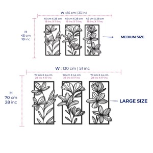 Ensemble de 3 décorations murales en métal de style floral de qualité supérieure pour la maison, les espaces hôteliers et les intérieurs commerciaux, provenant d'Inde - Product Image 6