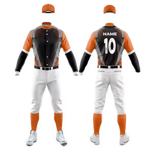 Vente en gros 100% polyester ensemble de vêtements de sport de baseball et softball pour hommes t-shirt à séchage rapide pantalons souples respirants à boutons complets logo personnalisé - Product Image 1