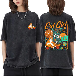 2025 lourd 300 GSM personnalisé poids lourd lavage à l'acide t-shirt surdimensionné Vintage uni coton homme goutte épaule T-shirts unisexe - Product Image 2