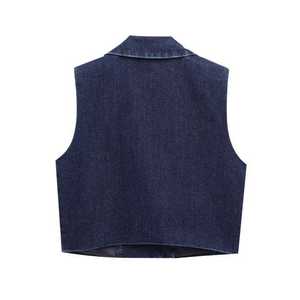 ZA 100% ผ้าฝ้ายน้ำหนักเบาสำหรับผู้หญิง, กางเกงยีนส์ลำลองตัดตรงเอวปานกลางสั้นปกมีกระดุมดีไซน์ฤดูหนาวฤดูใบไม้ผลิฤดูร้อน - Product Image 2