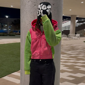 MOVATEXTILES Vente en gros de qualité supérieure 450GSM Heavyweight Men's Distressed Embroidery Basics Hoodies 100% Cotton Zip Up Hoodie - Product Image 4