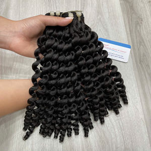 Extensions de cheveux humains vietnamiens 100% naturels, couleur noire, tissage bouclé à la vapeur, vente en gros, fournisseur - Product Image 5