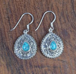 925 boucles d'oreilles en argent Sterling massif boucles d'oreilles en pierres précieuses Turquoise pour femmes filles balancent boucles d'oreilles en huître 925 bijoux estampillés - Product Image 2
