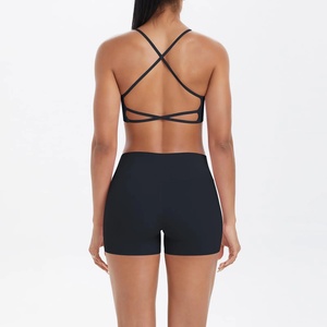 Nouveauté, ensemble de yoga pour femmes, haute qualité, sans manche, ensemble 2 pièces avec fermeture élastique, motif solide, logo personnalisé sur le devant - Product Image 6