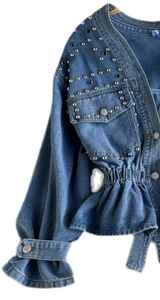 Veste en jean longue pour femme Chic  stone Oversized Longline Versatile  Longueur genou  Tendance  Superposition essentielle  Streetwear vintage - Product Image 2