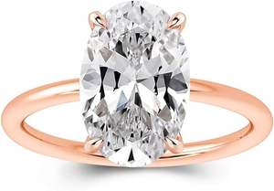 Anillo Clásico Shama Gems Jewels de Lujo Chapado en Oro, Plata de Ley 925 con Baño de Rodio, Corte Ovalado Alargado de 3.5 Quilates, Moissanita - Product Image 5