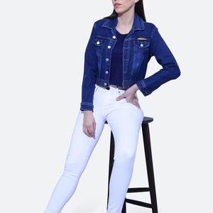 Nouveau fabricant de vêtements veste en jean courte haute qualité dernière conception couleur unie femmes veste en jean - Product Image 6