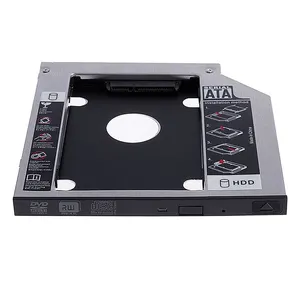 알루미늄 캐디 광학 베이 2 SATA HDD 하드 드라이브 CD DVD-ROM 노트북 노트북 9.5/12.7mm