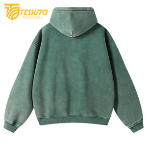 Sudadera con capucha de lavado ácido verde para hombre, Sudadera con capucha de lavado ácido transpirable anticontracción de algodón Original, sudadera con cremallera de lavado ácido informal - Product Image 2