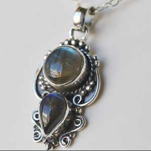 Navya Craft 925 <b>Solid</b> Sterling <b>Silver</b> Women's <b>Necklace</b> with Labradorite Handmade Boho Christmas Jewelry Perfect Gift for Women - Product Image 5