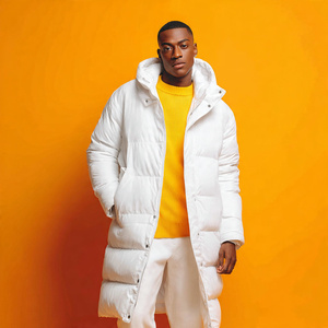 <b>Men's</b> Winter Long <b>Puffer</b> <b>Jacket</b> Hooded Breathable Windproof Outdoor Front Logo Customizable Color - Product Image 1