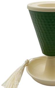 Brûleur à Bakhoor en Verre Martelé Vert Nordique, Base Crème, Pompon Décoratif, Mabkhara, Porte-Encens Oud Arabe pour Maison Moderne, Moyen-Orient - Product Image 4