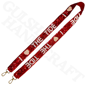 Sangle de sac à main perlée rouge bleu à paillettes faites à la main pour fans de sports universitaires - Product Image 3