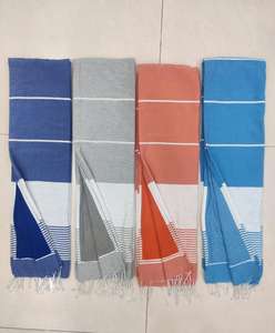 Toalla de playa Fouta de algodón orgánico 100% a rayas personalizada hecha a mano estilo Hammam turco de secado rápido respetuoso con el medio ambiente tamaño personalizado - Product Image 3