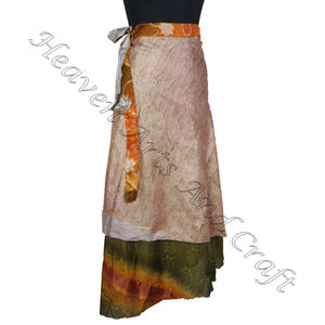 New Fancy Silk Magic <b>Wrap</b> <b>Skirt</b> Women Wear Vintage Silk Sari <b>Long</b> Length <b>Wrap</b> Around <b>Skirt</b> 2 Layer Reversible Magic 38" Sarong - Product Image 4