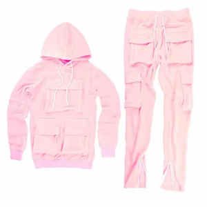 Chándal de gimnasio personalizado para hombre 100% tela de algodón estampado por sublimación ropa deportiva Jogger conjunto de dos piezas - Product Image 2