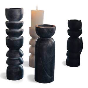 Porte-bougie en marbre artisanal avec profil incurvé lisse pour une décoration élégante de la maison et de la salle à manger - Product Image 4